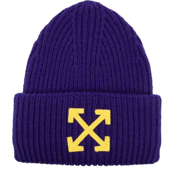 Off-White Embroidered Arrow Wool Rib Beanie - Picture 1 of 4